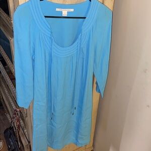 Diane Von Furstenberg Cover Up, Size 2, Aqua, vneck scoop with tailored collar